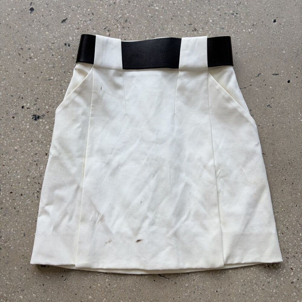 Gucci Cruise F/W08 White Cotton Belted Skirt 38